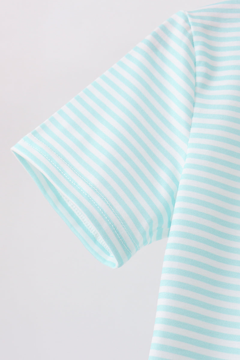 Boys Tool Embroidery Stripe Shirt | Cute Toddler Top with Construction Details