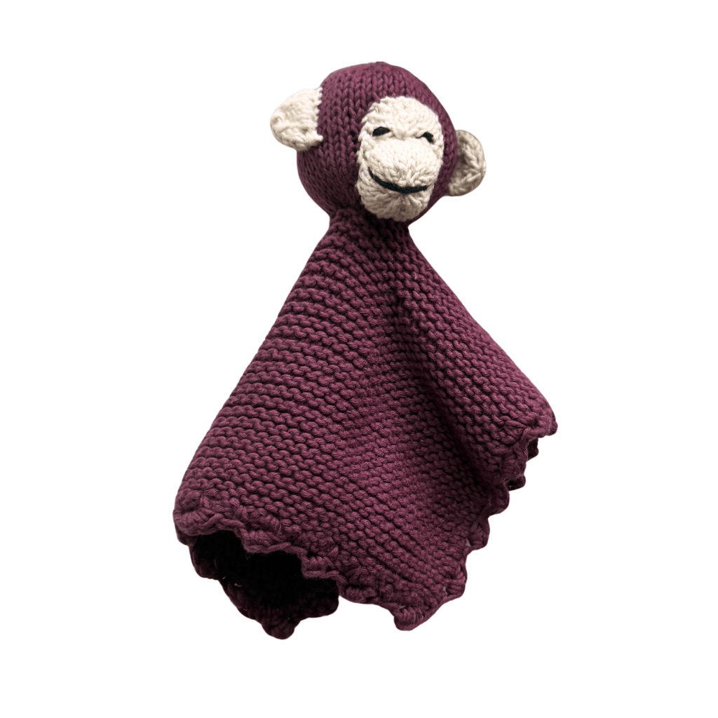Percy the Monkey Organic Cotton Knit Lovey | Handmade Baby Security Blanket