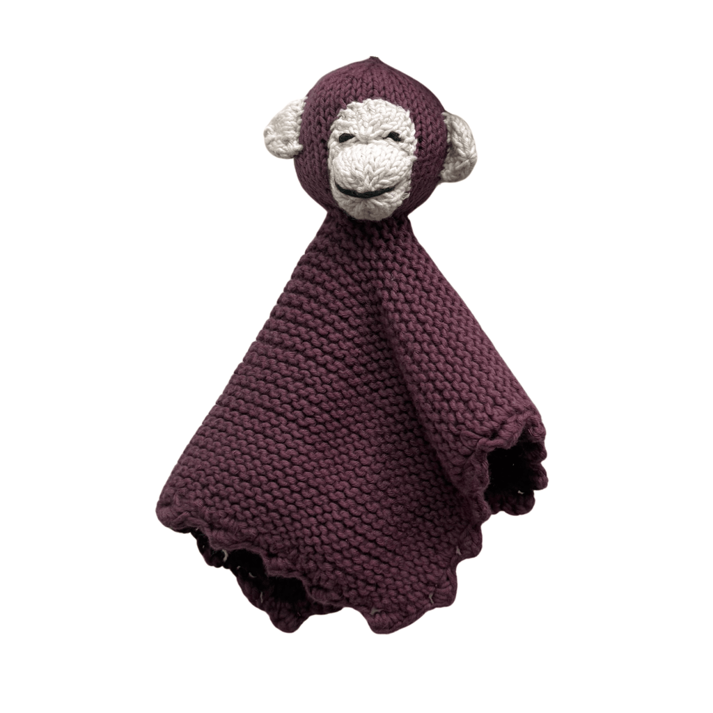 Percy the Monkey Organic Cotton Knit Lovey | Handmade Baby Security Blanket