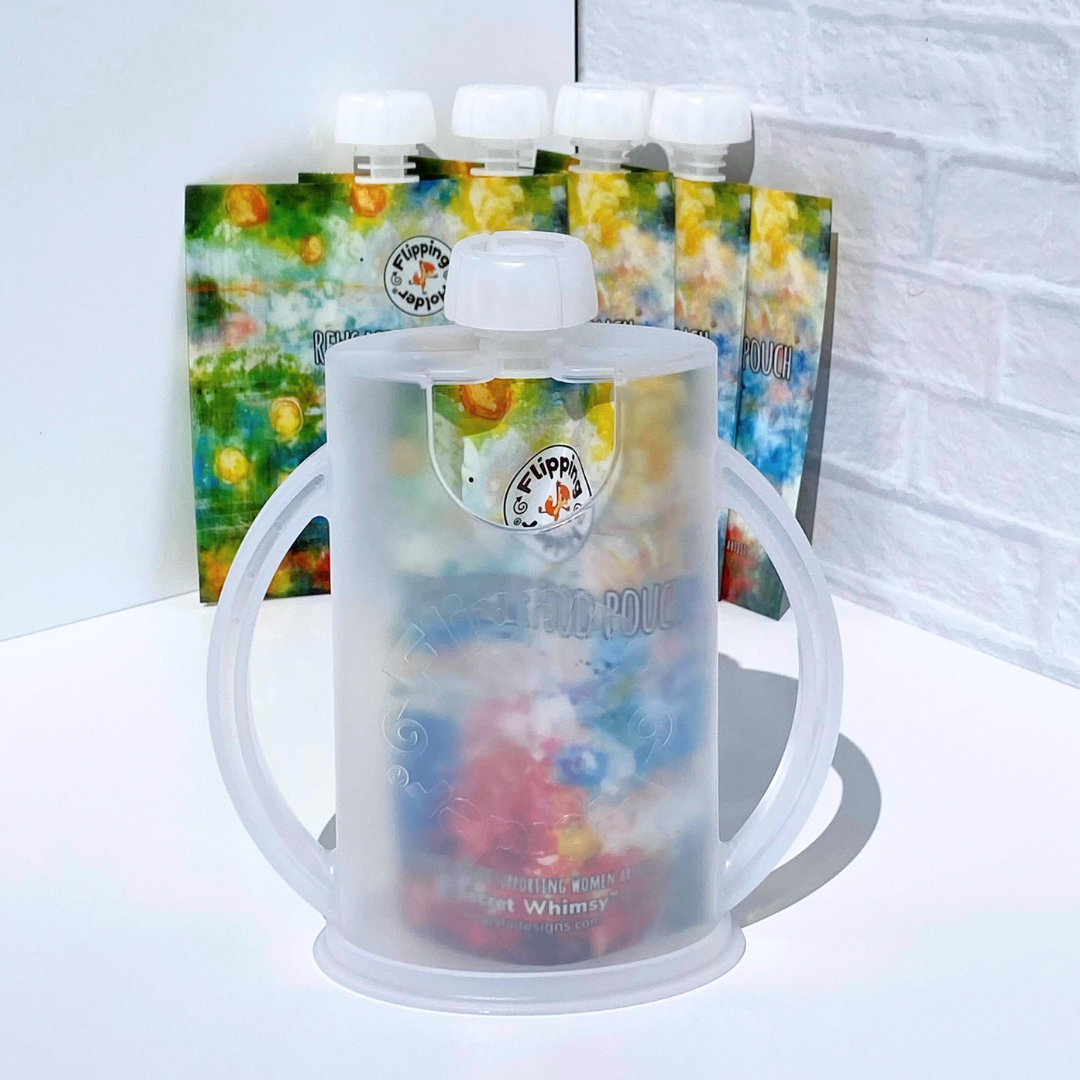Baby Shower Gift Bundle | Flipping Holder, Reusable Pouches, Thermal Tote & Puree Guide