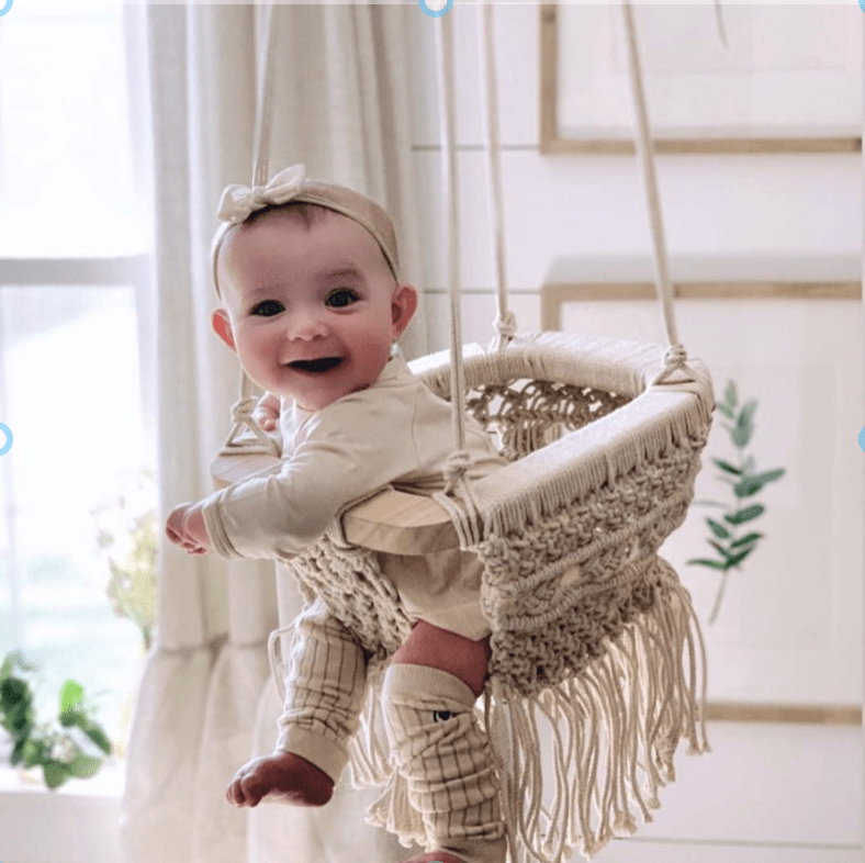 Handmade Organic Macrame Baby Swing | Boho Nursery Decor | Indoor & Outdoor Baby Swing Chair