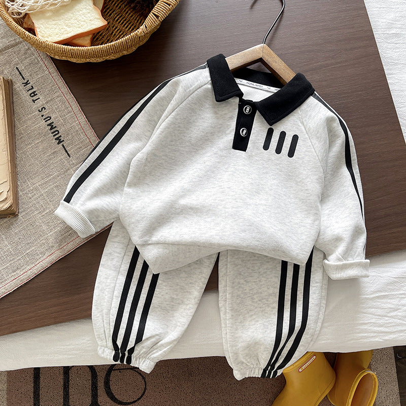 Boys' Long Sleeve Polo Two-Piece Set