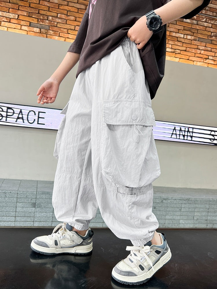 Cargo Pants for Boys Mosquito-Proof Long Trousers Trendy Sporty Style