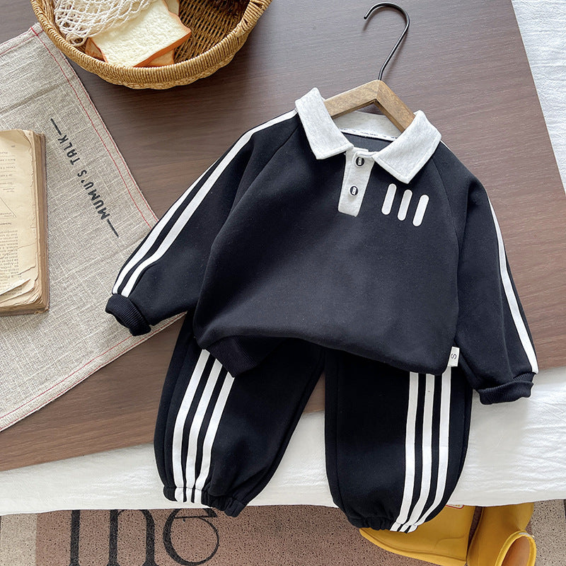 Boys' Long Sleeve Polo Two-Piece Set