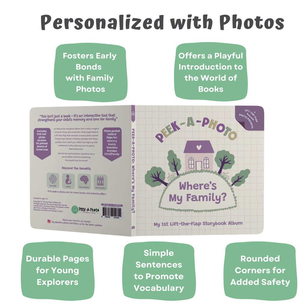 Peek-A-Photo 'Where's My Family?' | Personalized Lift-the-Flap Baby Photo Book
