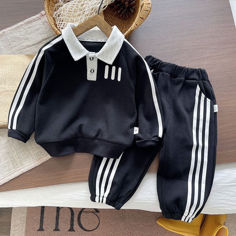 Boys' Long Sleeve Polo Two-Piece Set