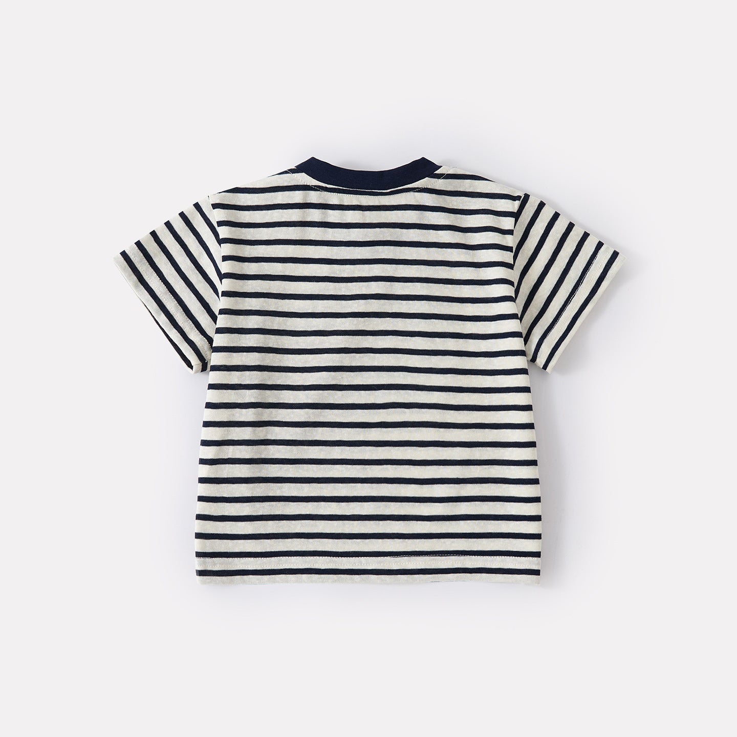 Lightweight Casual Cartoon Dog Stripe Short Sleeve T-Shirt with Stylish Versatile Denim Shorts