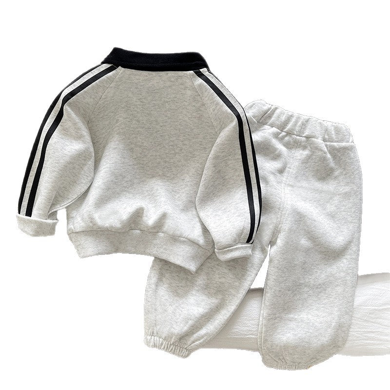 Boys' Long Sleeve Polo Two-Piece Set
