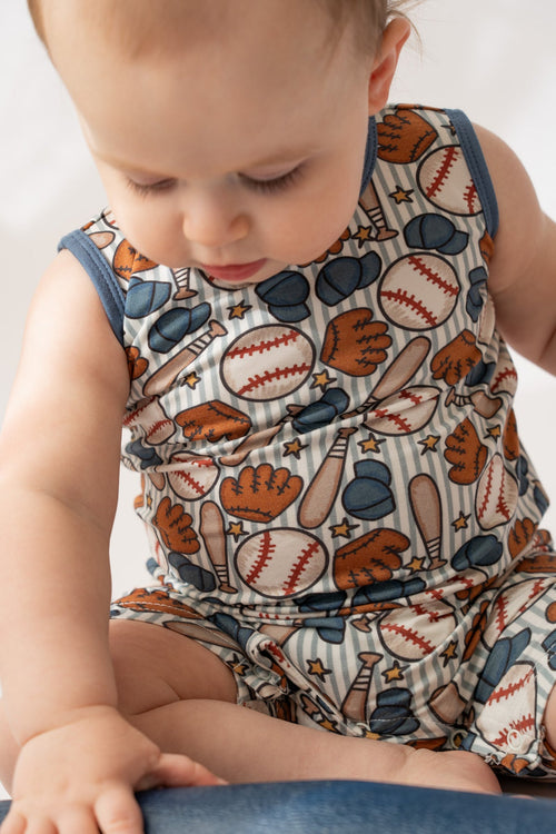 Baby Baseball Romper | Soft Bamboo Shorty Tank Romper for Boys & Girls