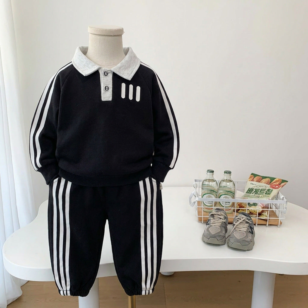 Boys' Long Sleeve Polo Two-Piece Set