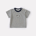 Lightweight Casual Cartoon Dog Stripe Short Sleeve T-Shirt with Stylish Versatile Denim Shorts