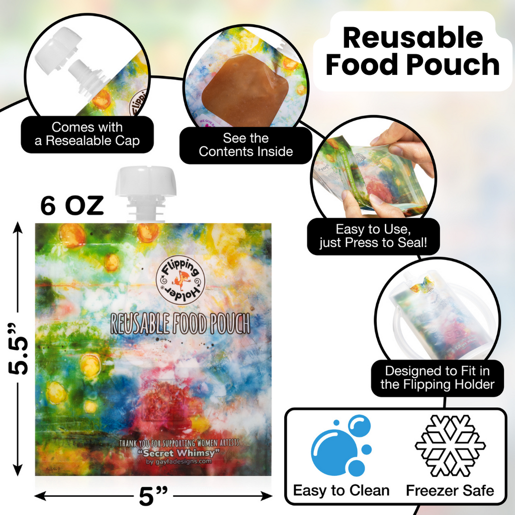 Baby Shower Gift Bundle | Flipping Holder, Reusable Pouches, Thermal Tote & Puree Guide