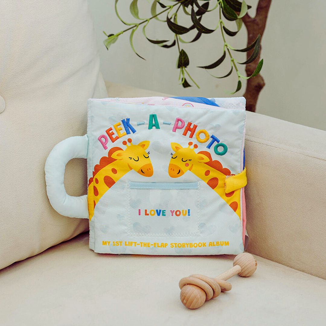 Peek-A-Photo 'I Love You!' | Soft Personalized Baby Photo Cloth Book | Lift-the-Flap