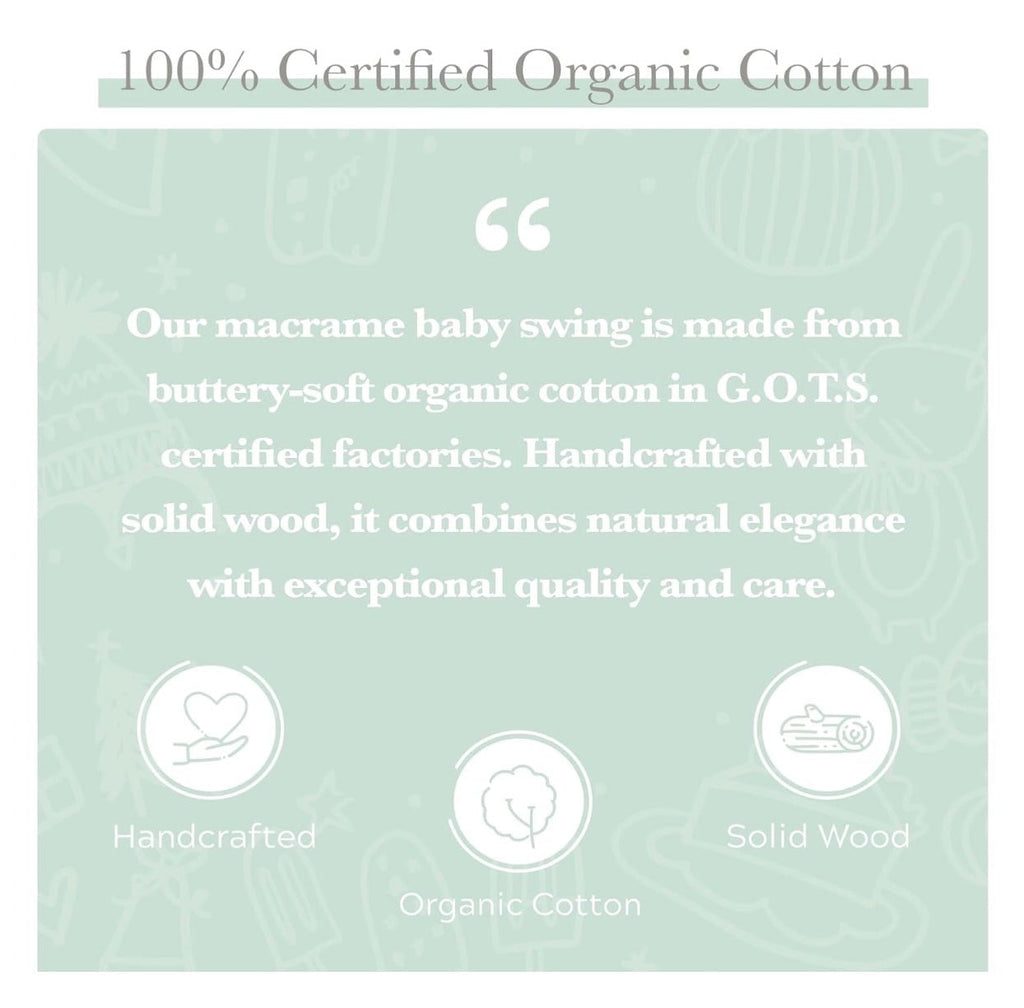 Handmade Organic Macrame Baby Swing | Boho Nursery Decor | Indoor & Outdoor Baby Swing Chair