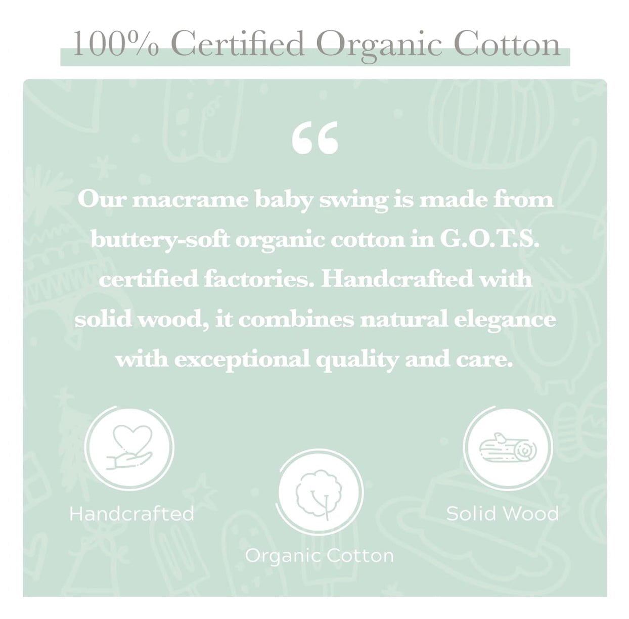 Handmade Organic Macrame Baby Swing | Boho Nursery Decor | Indoor & Outdoor Baby Swing Chair