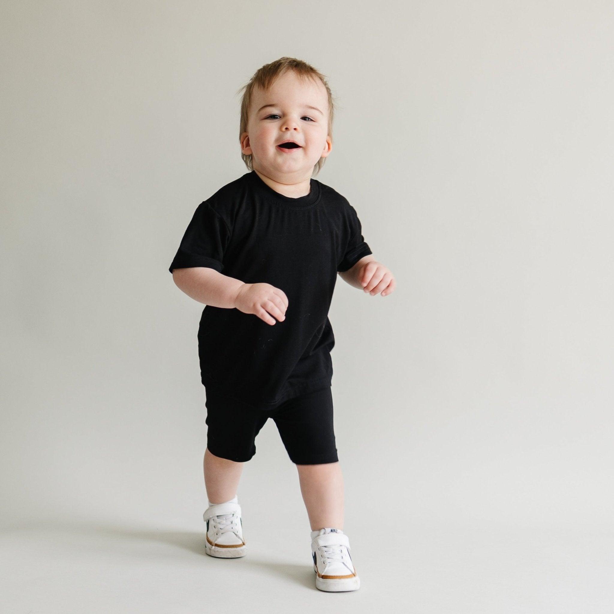 Soft Bamboo Baby Tee & Bike Shorts | Organic Baby Outfit for Sensitive Skin