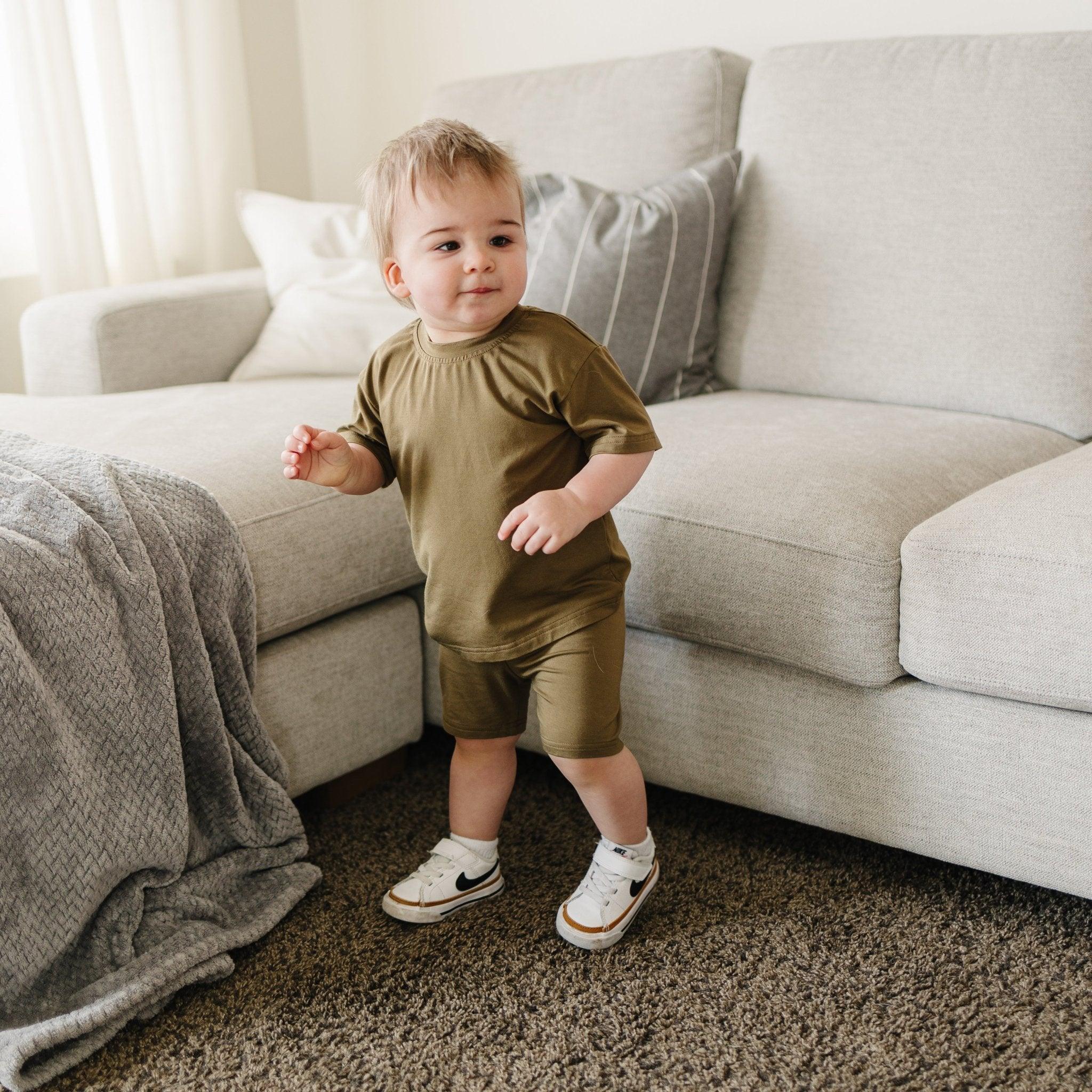 Soft Bamboo Baby Tee & Bike Shorts | Organic Baby Outfit for Sensitive Skin