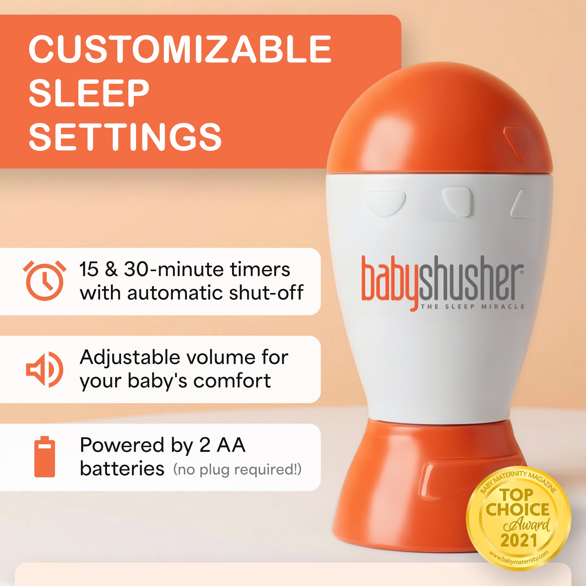 Baby Shusher Sound Machine | Newborn Sleep Aid with Real Human Shushing Sound
