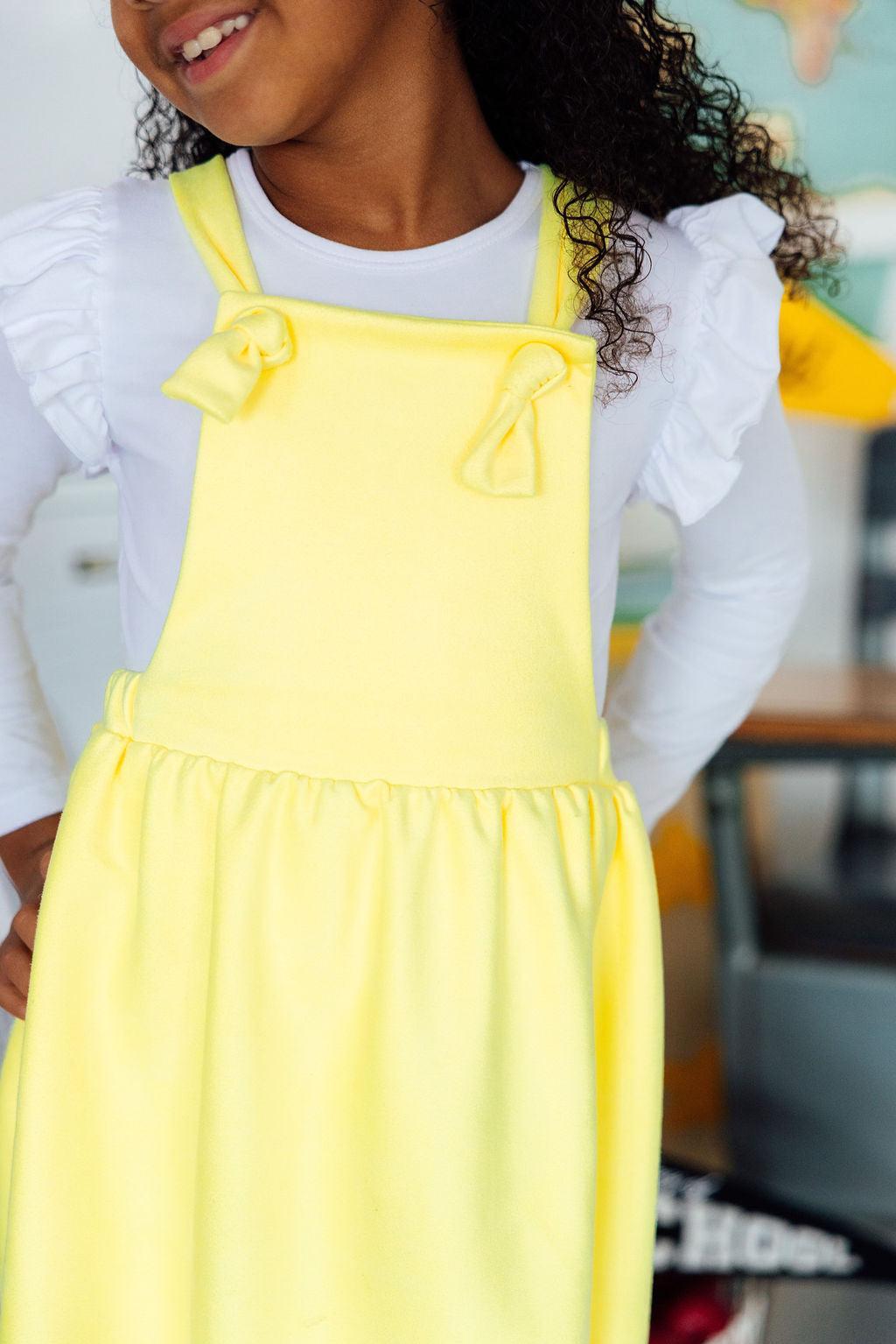 Girls Faux Suede Pinafore | Soft Crossback Toddler Dress for Photos & Special Occasions