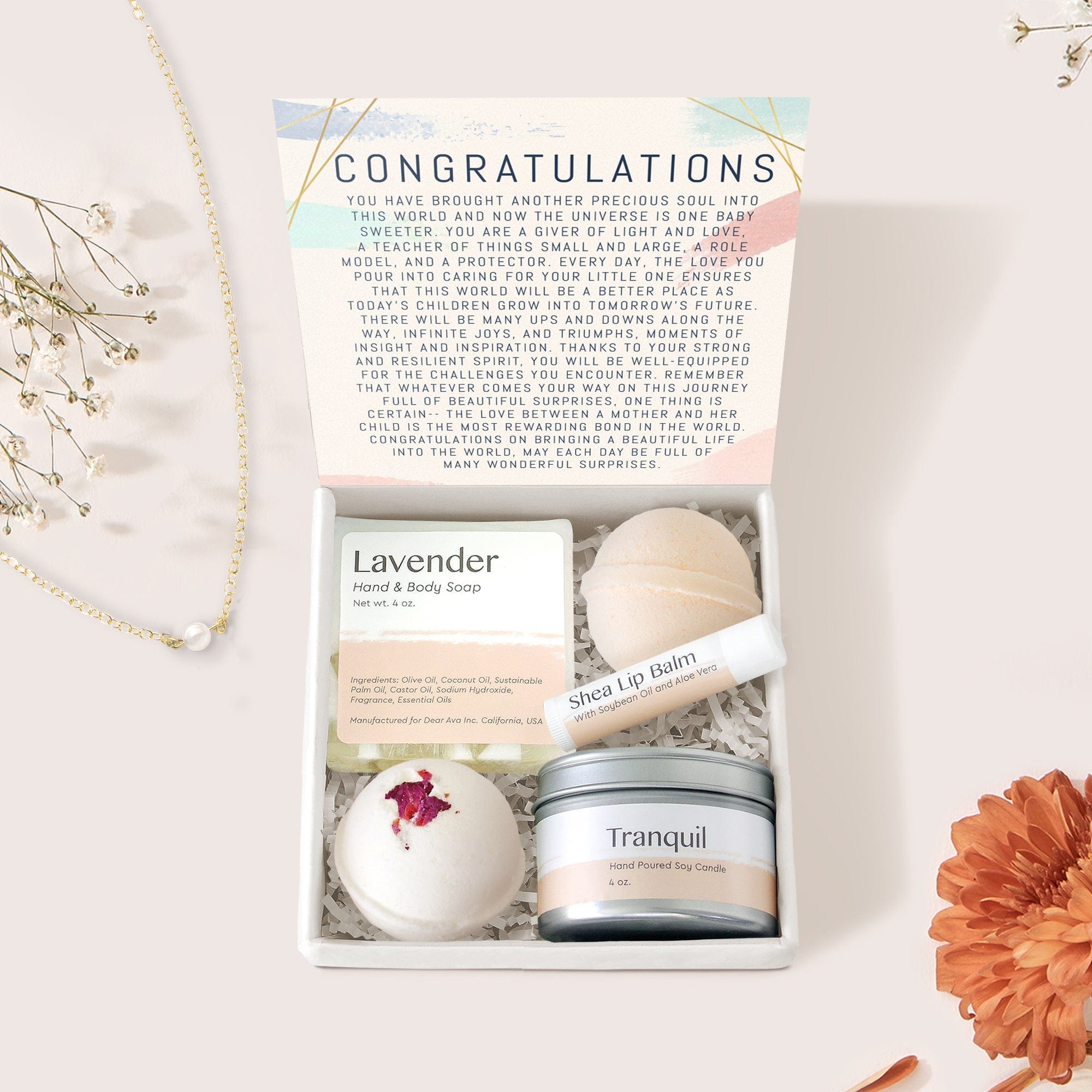 New Baby Pearl Necklace Gift Box Set | Keepsake Jewelry for New Moms
