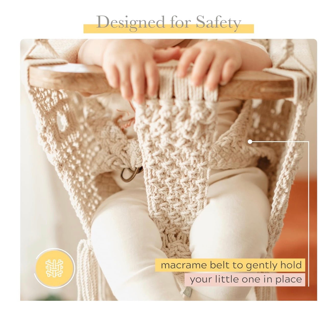 Handmade Organic Macrame Baby Swing | Boho Nursery Decor | Indoor & Outdoor Baby Swing Chair