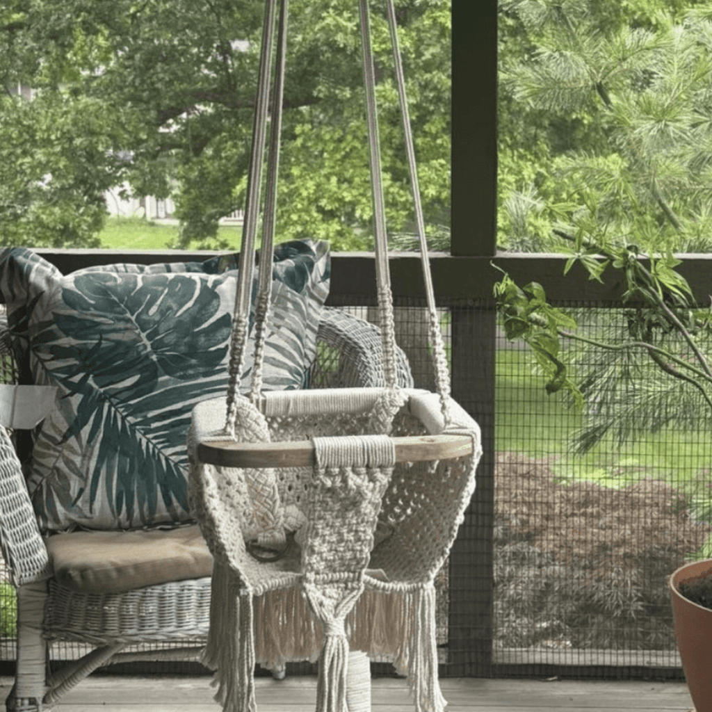 Handmade Organic Macrame Baby Swing | Boho Nursery Decor | Indoor & Outdoor Baby Swing Chair
