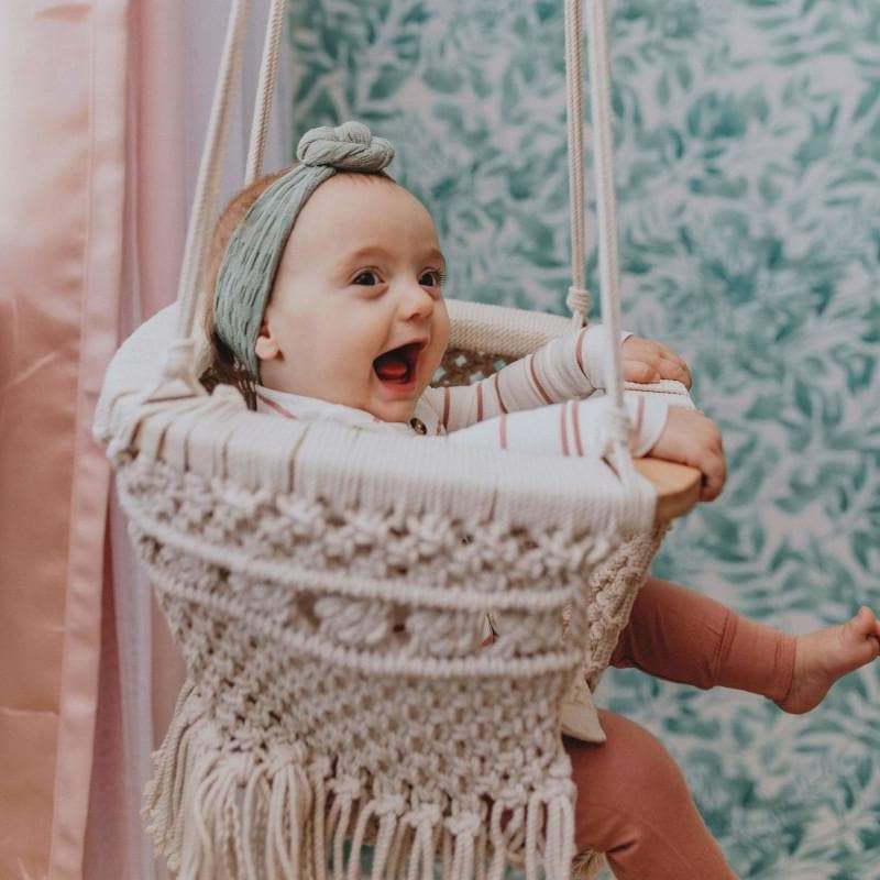 Handmade Organic Macrame Baby Swing | Boho Nursery Decor | Indoor & Outdoor Baby Swing Chair
